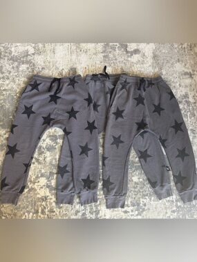 Kids NuNuNU Gray Star Joggers - Black Star Print, size 6-7